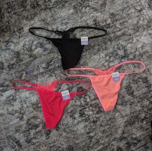 Women's Underwear Thong Set - Black, Pink, and Coral